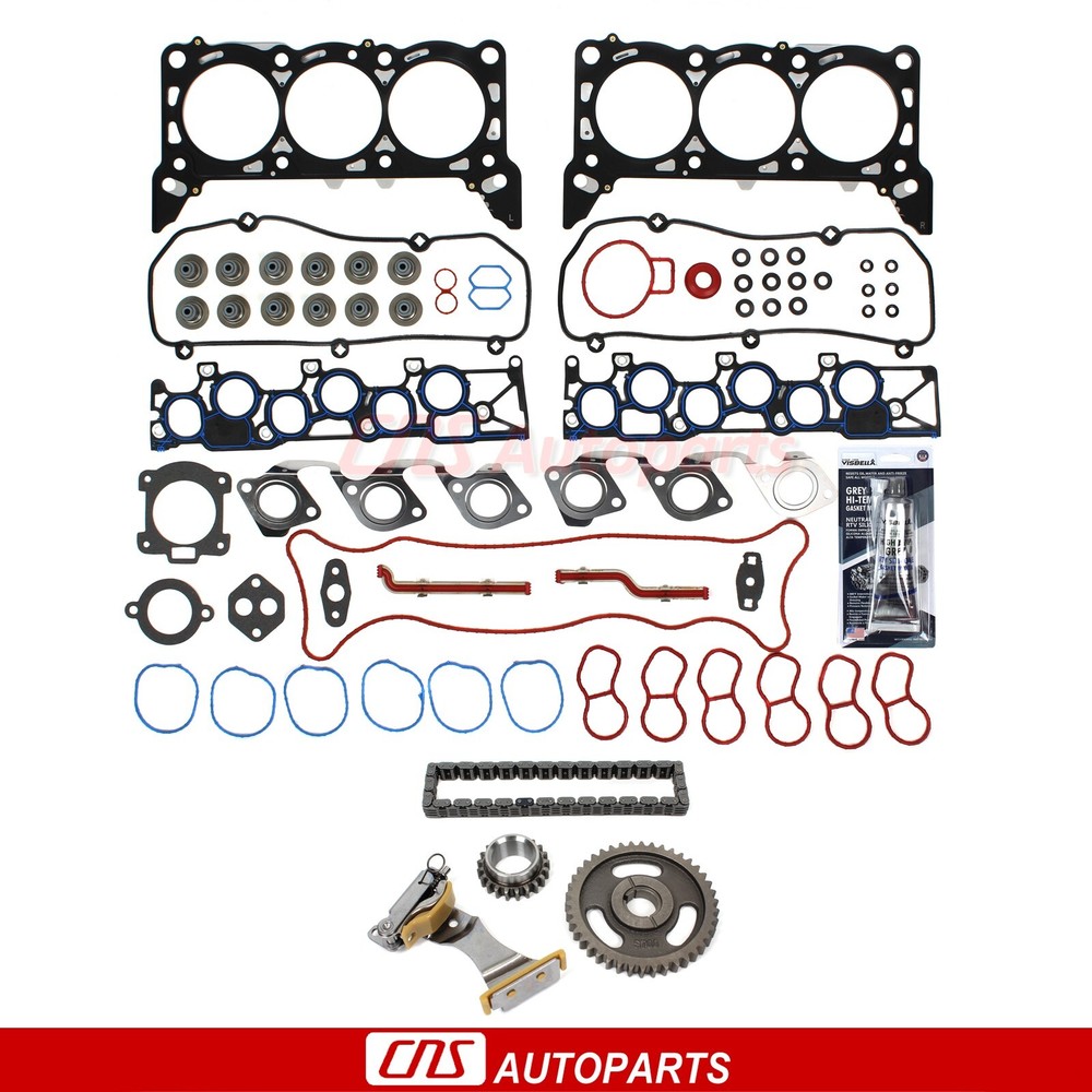 Head Gasket Set Timing Chain Kit Fit 01-04 Ford E250 E150 F150 4.2 OHV 12V VIN 2