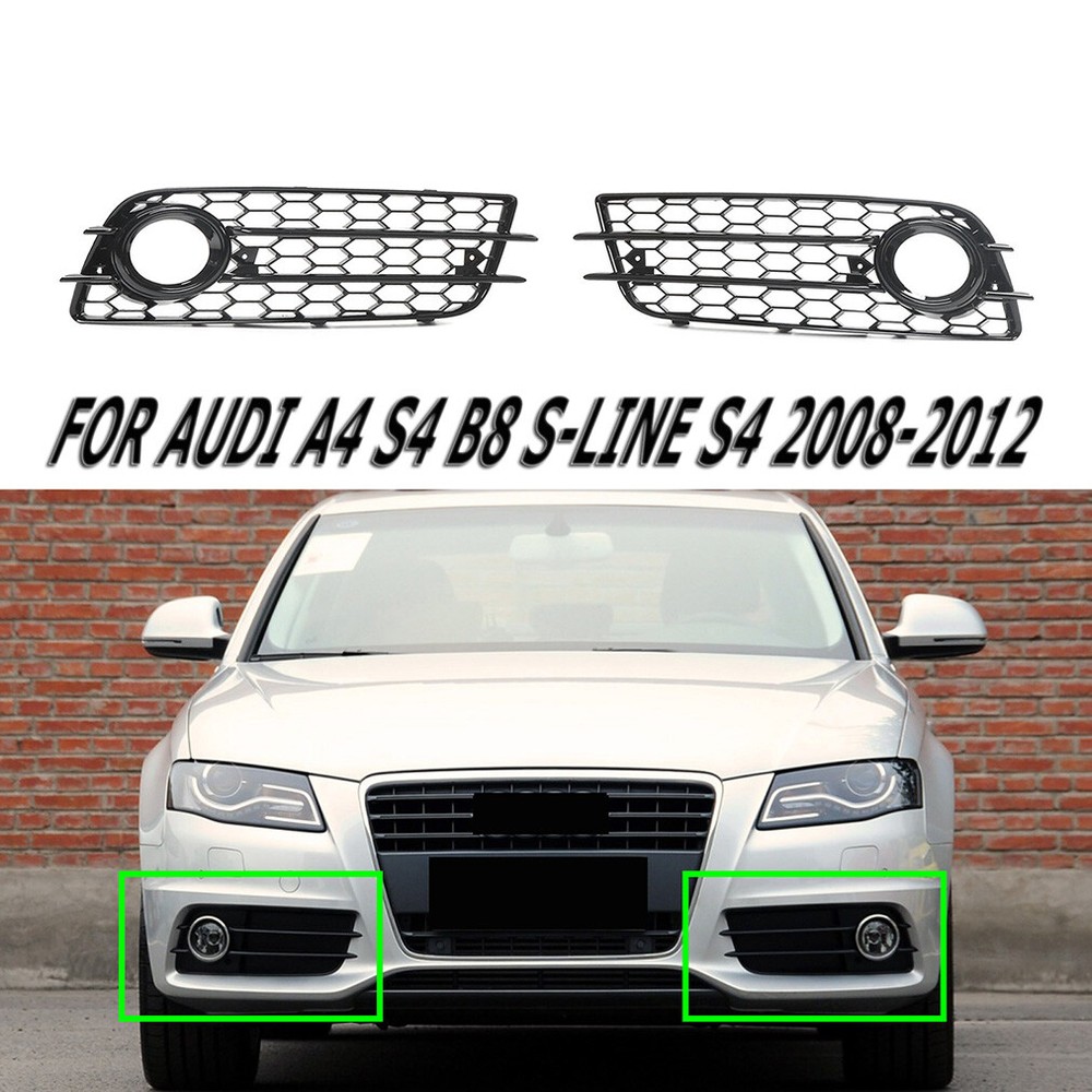 S-Line Bumper Fog Light Honeycomb Grill Grille Trim For Audi A4 B8 2008-2012