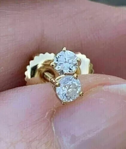 2 Ct Round Cut Simulated Diamond Women's Stud Earrings in 14K Yellow Gold Plated
