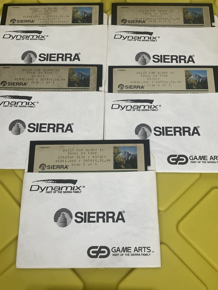 Quest For Glory II Trial By Fire 1990 VINTAGE PC GAME by SIERRA 5- 5.25” Floppys