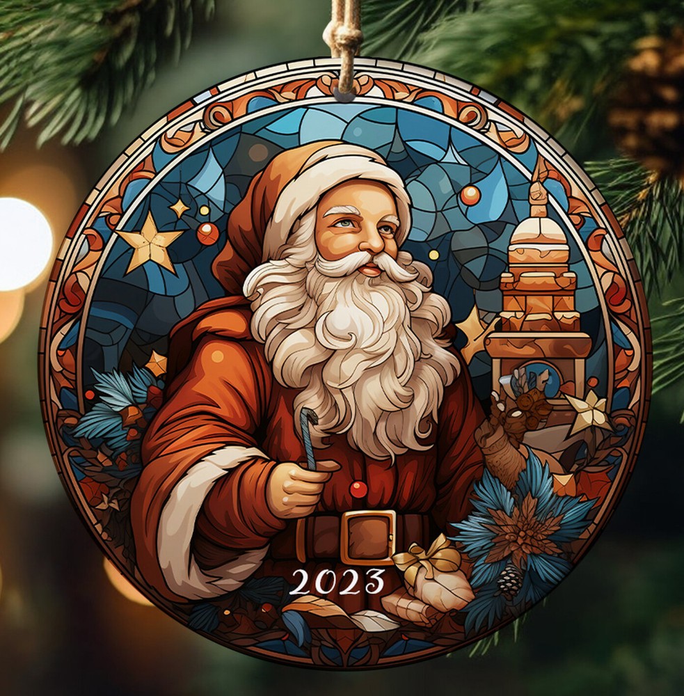 Ceramic Santa Ornament Christmas Decoration Holiday Gift Idea for Tree