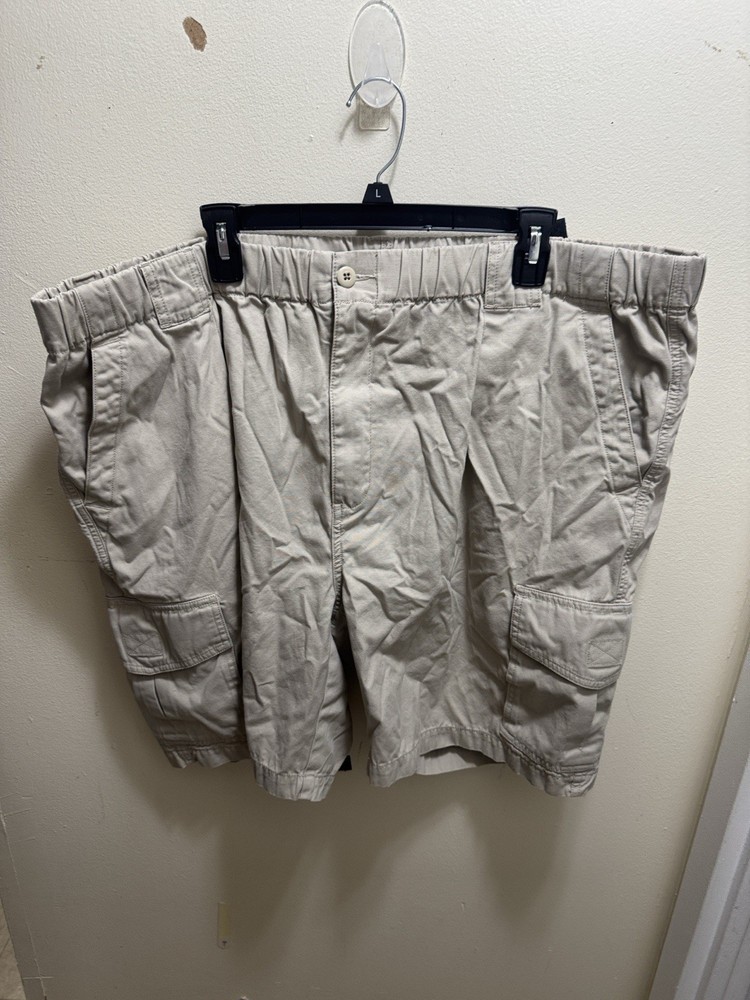 Tommy Bahama Survivor Cargo Shorts Mens Size XXL 2XL Beige Cotton Elastic Waist