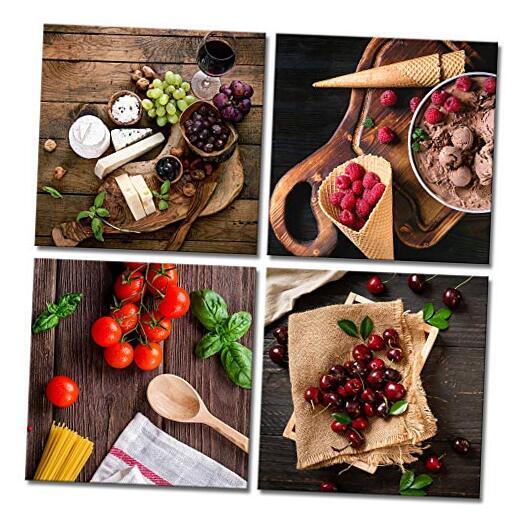 Kitchen Picture Wall Decor 4 Pieces Colorful Fruit Canvas Painting Food on