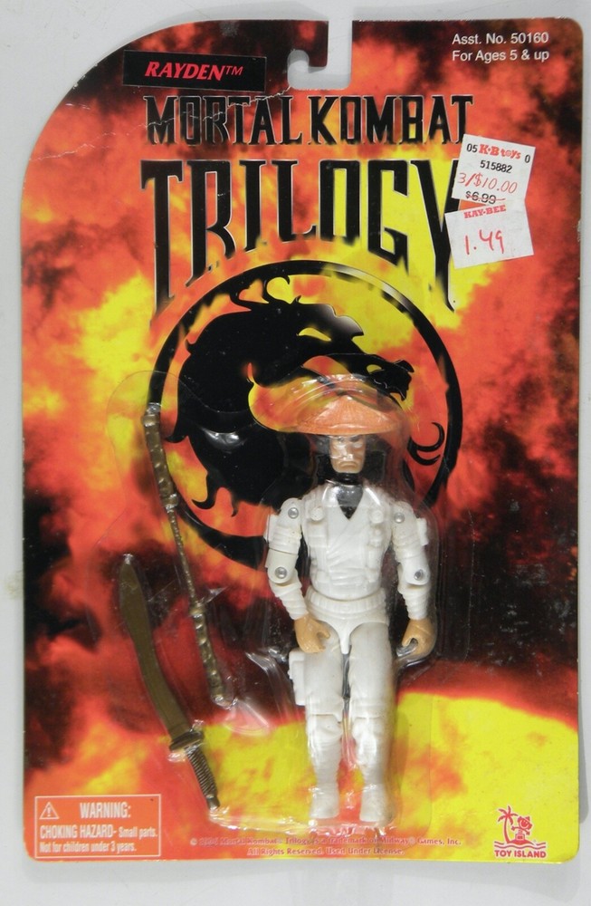 1994 Mortal Kombat Trilogy Rayden MOC Sealed Toy Island Original Creased Box
