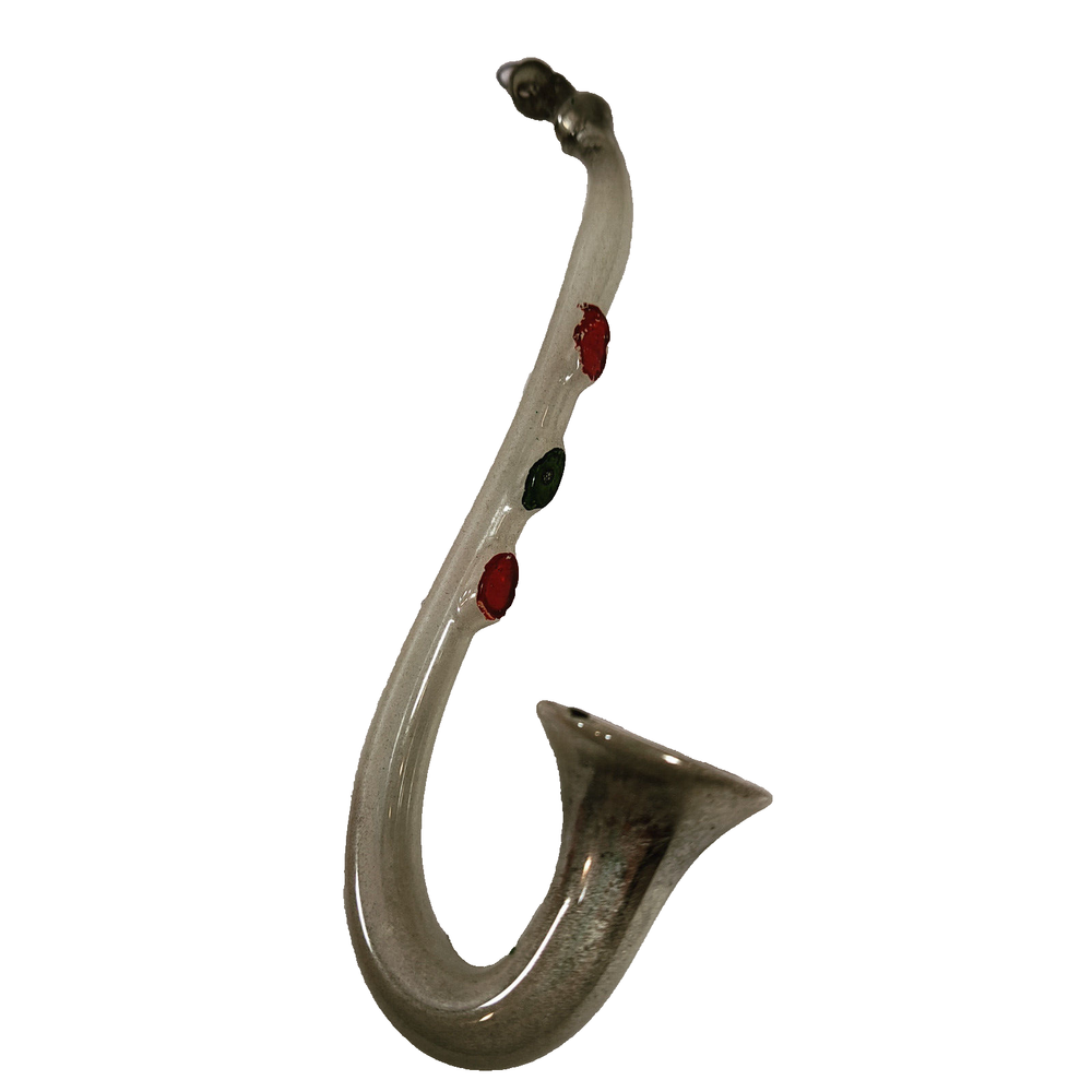 Antique Vintage Delicate Glass Saxophone Horn Christmas Ornament 4.5