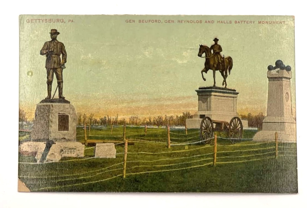 1910's Statues of Generals Reynolds and Buford Gettysburg PA Vintage Postcard