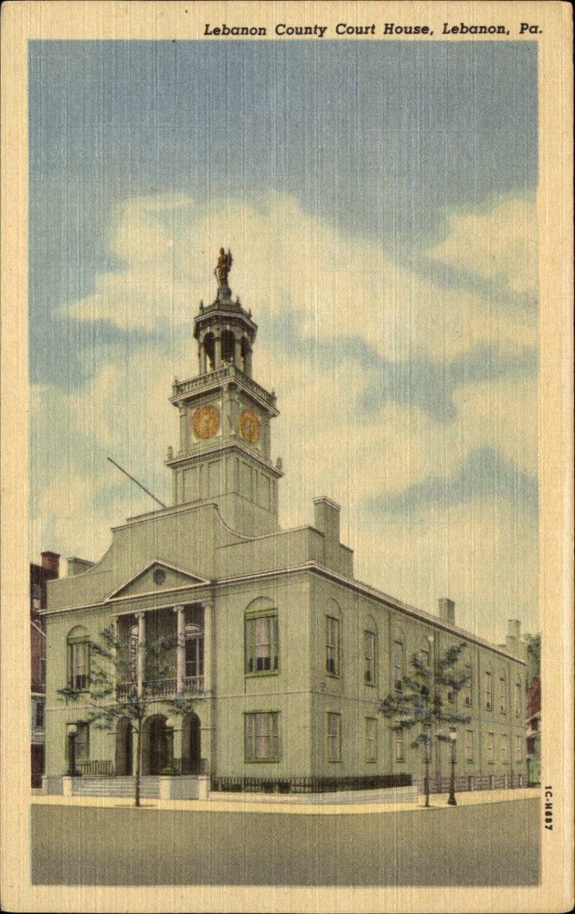 Lebanon County Court House ~ Lebanon Pennsylvania PA ~ 1930s linen postcard