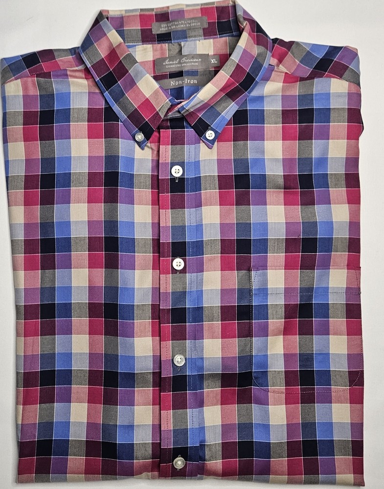 Mens Daniel Cremieux Signature Collection Plaid Short Sleeve Button Up Shirt XL