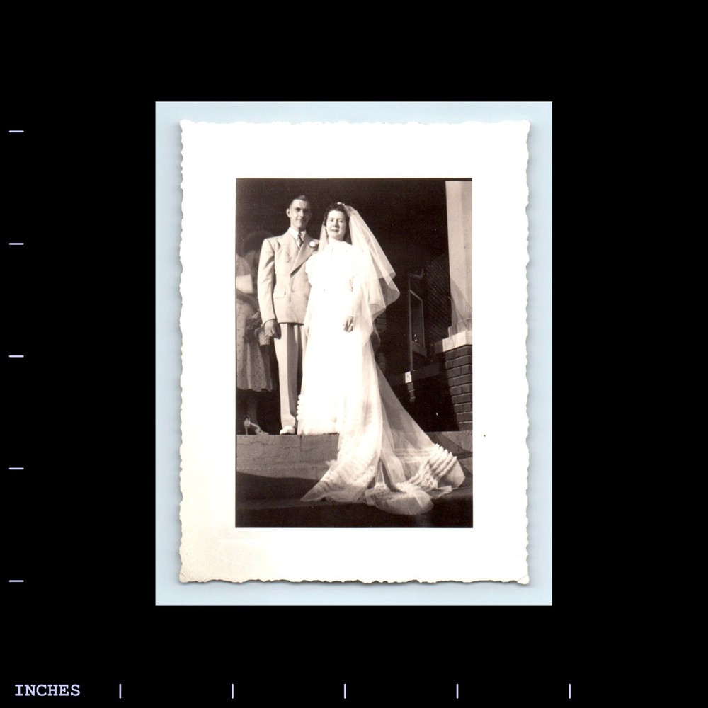 Old Vintage Photo MAN WOMAN BRIDE GROOM WEDDING DRESS