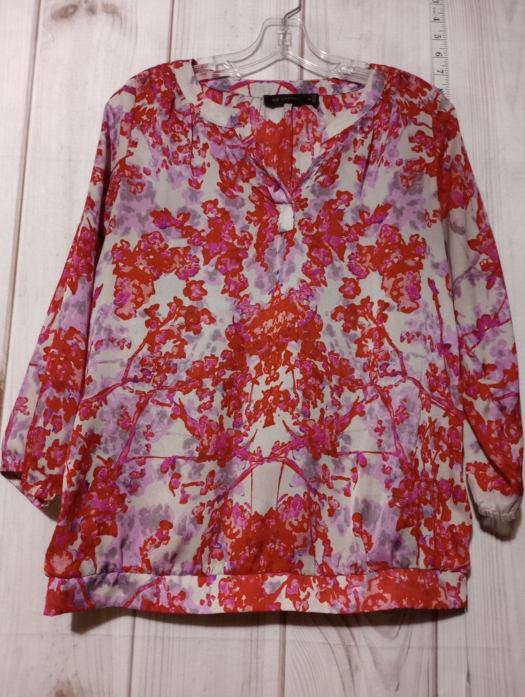 Limited Edition Women's Medium Chiffon Floral Semi-Sheer Pullover Blouse