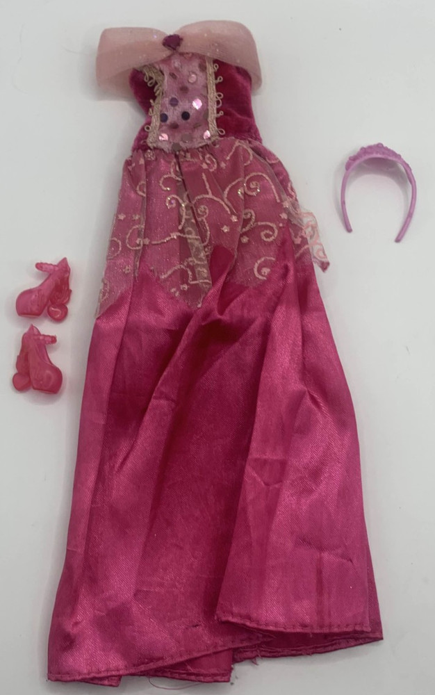 Modern Barbie Doll Outfit Fashion Swirl Pink Princess Dress Clothes Shoes Crown