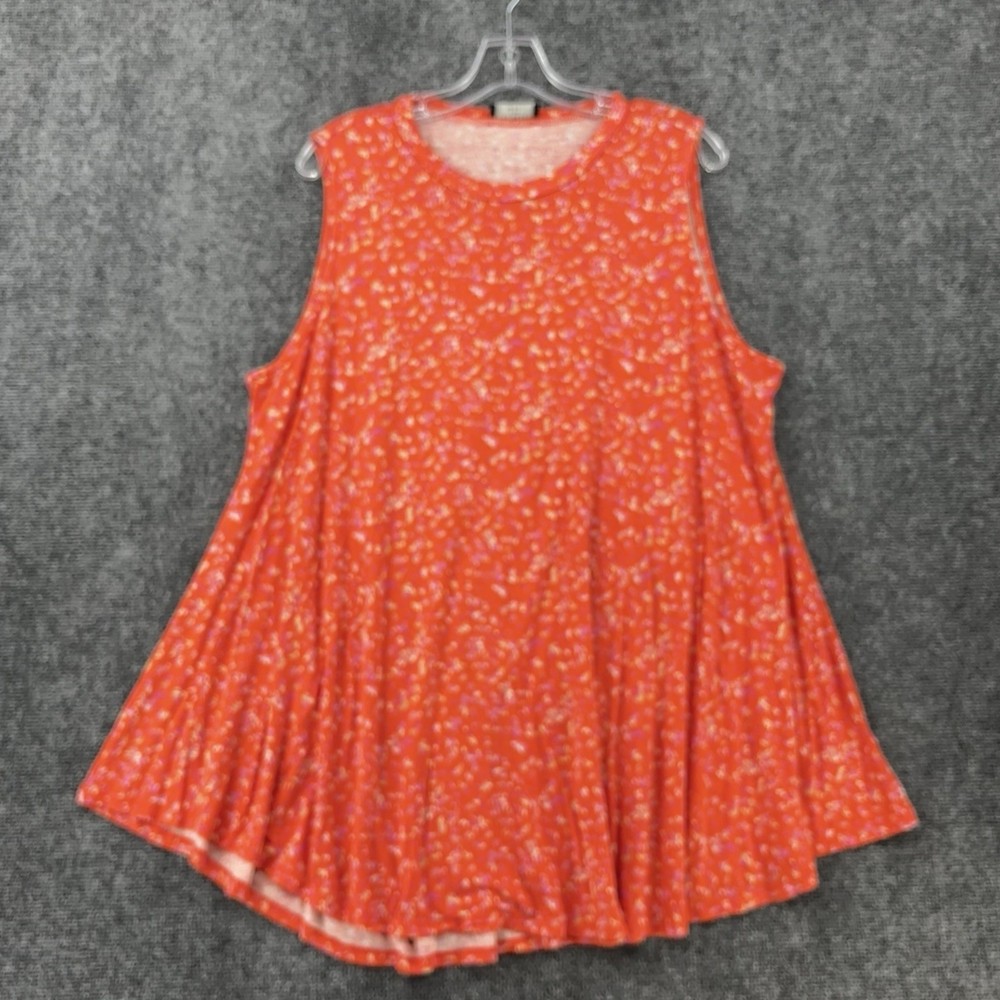 Lane Bryant Orange Floral Sleeveless Tunic Top Women’s 22/24 Beachy Colorful