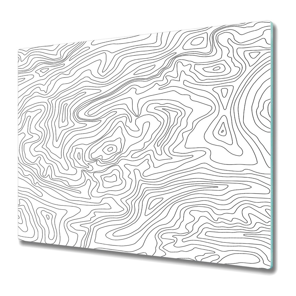 Glass Worktop Saver Topographic map line minimalistic white Art 60x52