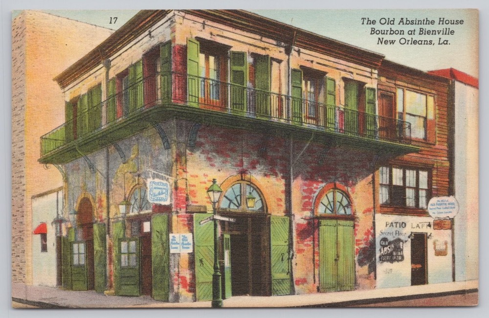 Old Absinthe House New Orleans LA Linen Postcard Colourpicture Vintage-image