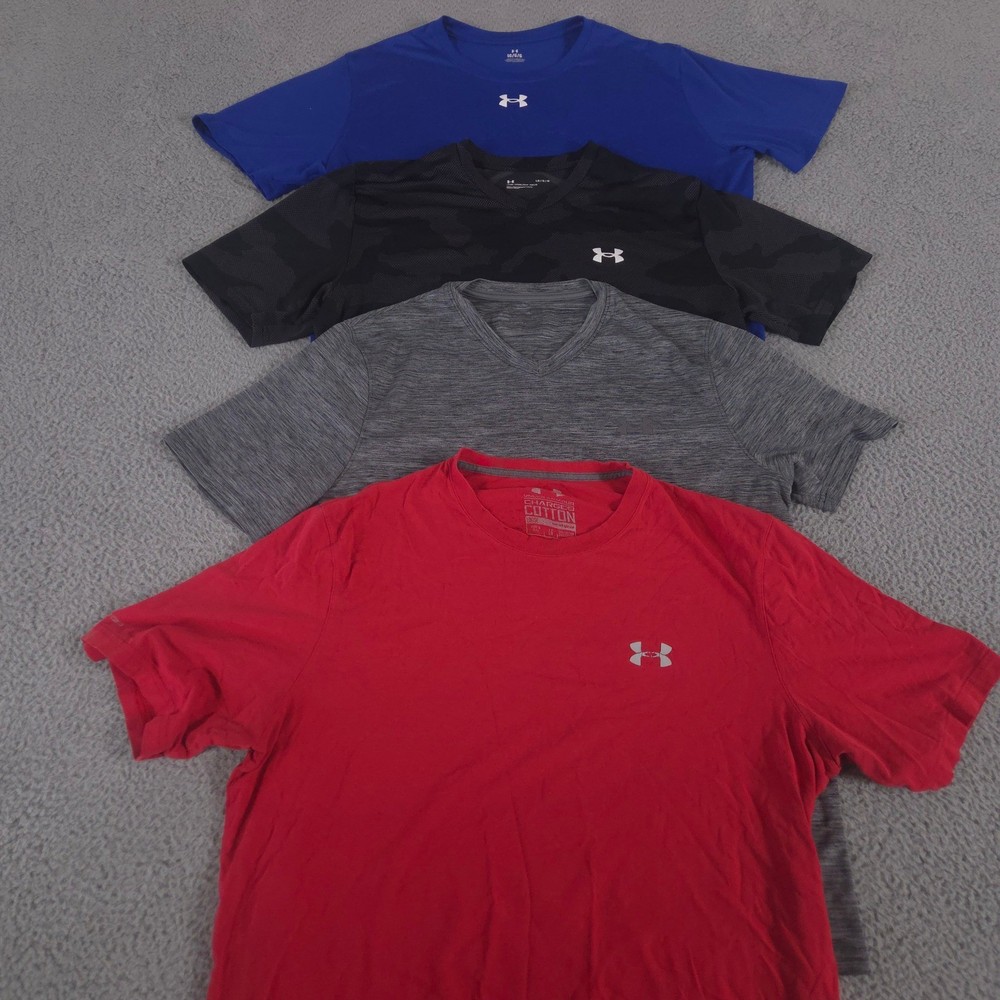 LOT OF 4 Under Armour Shirt Mens Large Multi Color Team Tech Performance Tee