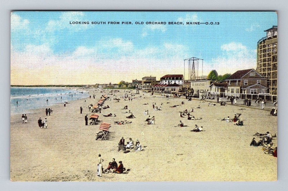 Maine ME Orchard Beach Looking South From Pier Vintage Postcard