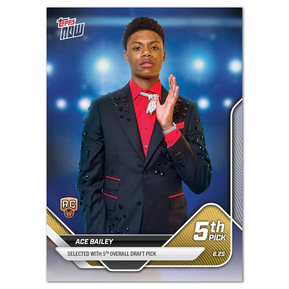 Ace Bailey 2025 Topps NOW Basketball Card D5 Presale Drafted 5th Overall-image