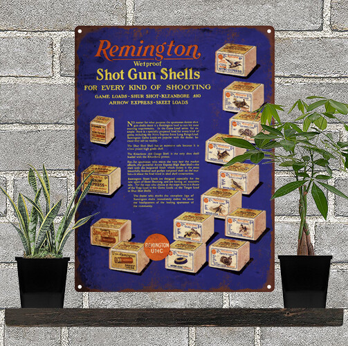 1929 Remington Shot gun Shells Ammo Ammunition Box Metal Sign 9x12