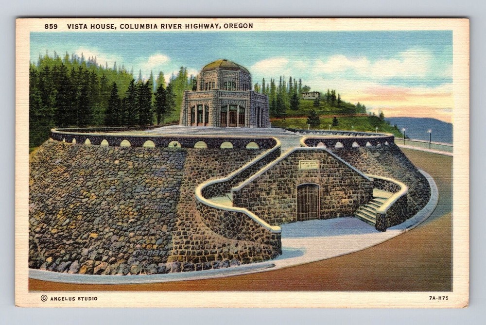 Columbia River Hwy OR-Oregon, Vista House, Antique Vintage Souvenir Postcard