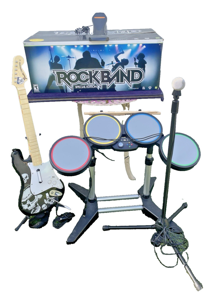 Rock Band -- Special Edition (Microsoft Xbox 360) Drum Set-Microphone-Guitar
