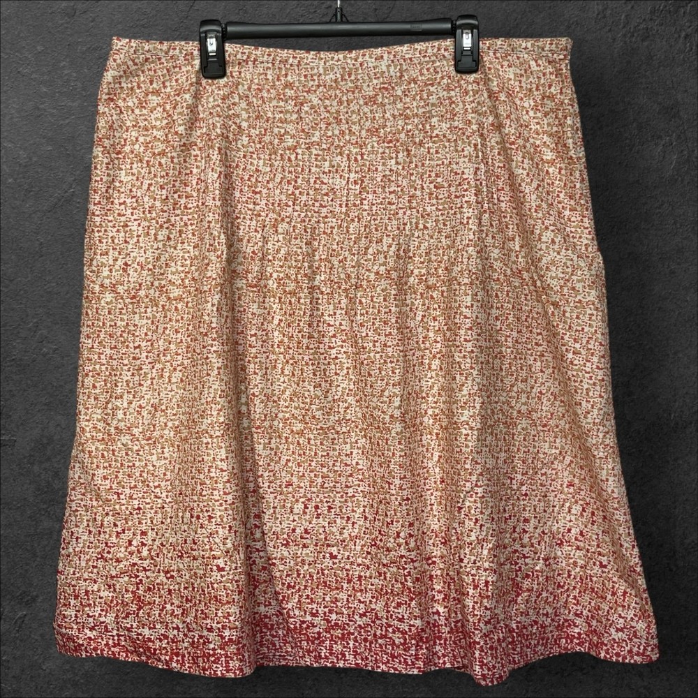 Eddie Bauer Womens Size 18 Cotton A-Line Skirt Orange Red Abstract Ombre Mosaic