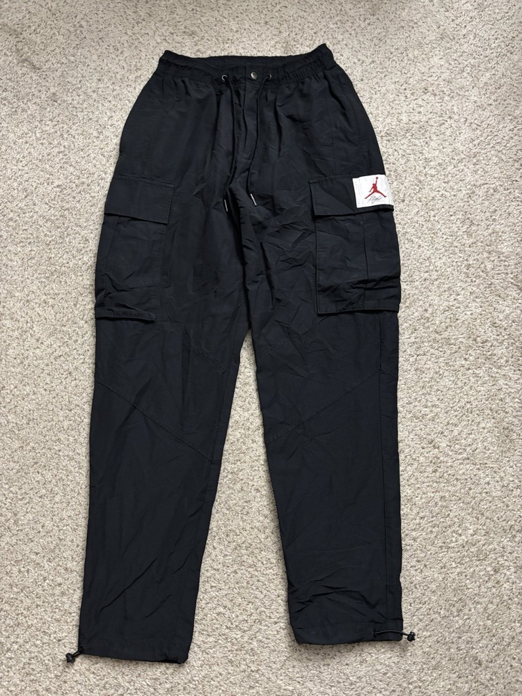 Jordan Pants Mens Size Medium Black Cargo Flight Woven Pants Standard Fit Light