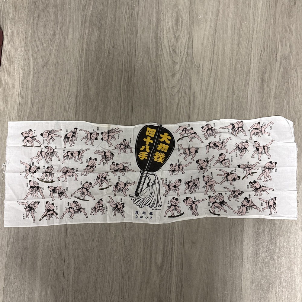 Japanese Tenugui Hand Towel – Sumo 48 Winning Techniques with Fan Design Japan