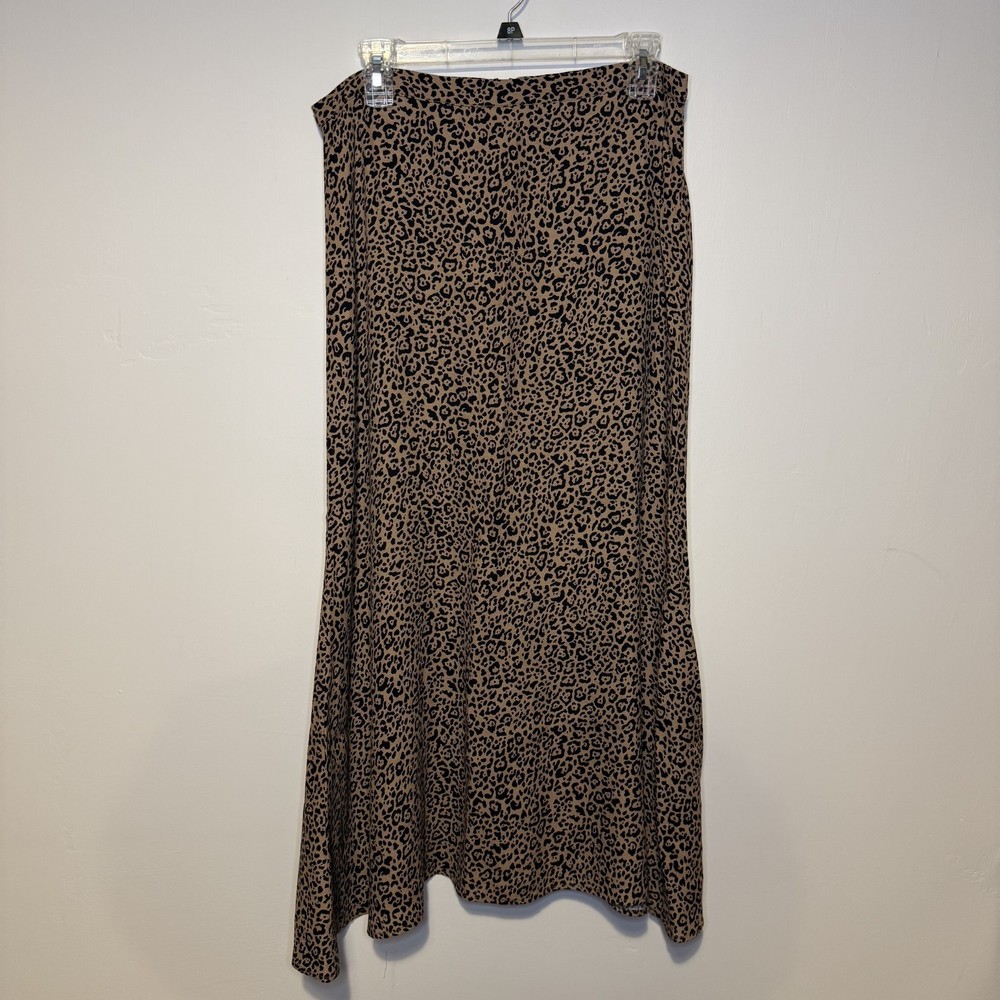 REFORMATION Womens Maxi Skirt Cheetah Animal Print Tan Black Sz 10 Viscose Rayon