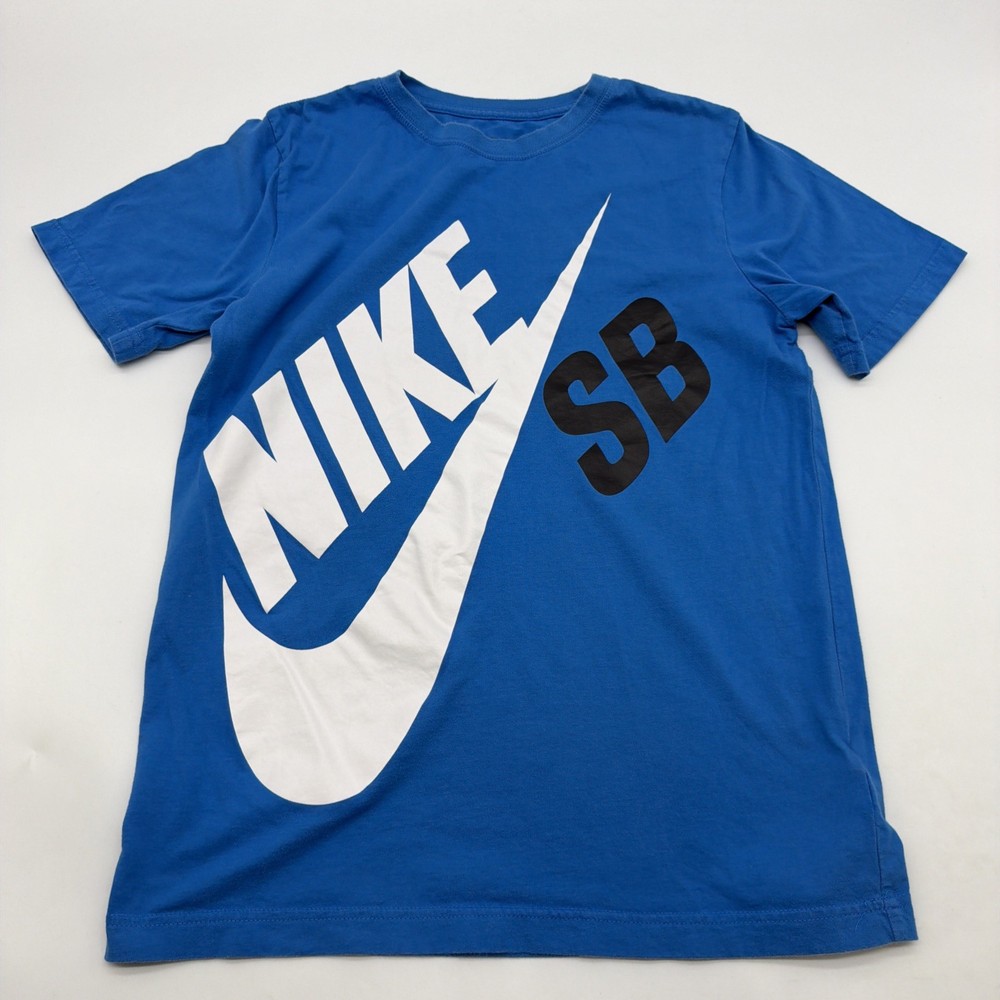 Nike Skate Boarding T-shirt Boys XL Blue Graphic Print Logo 100% Cotton.#44719