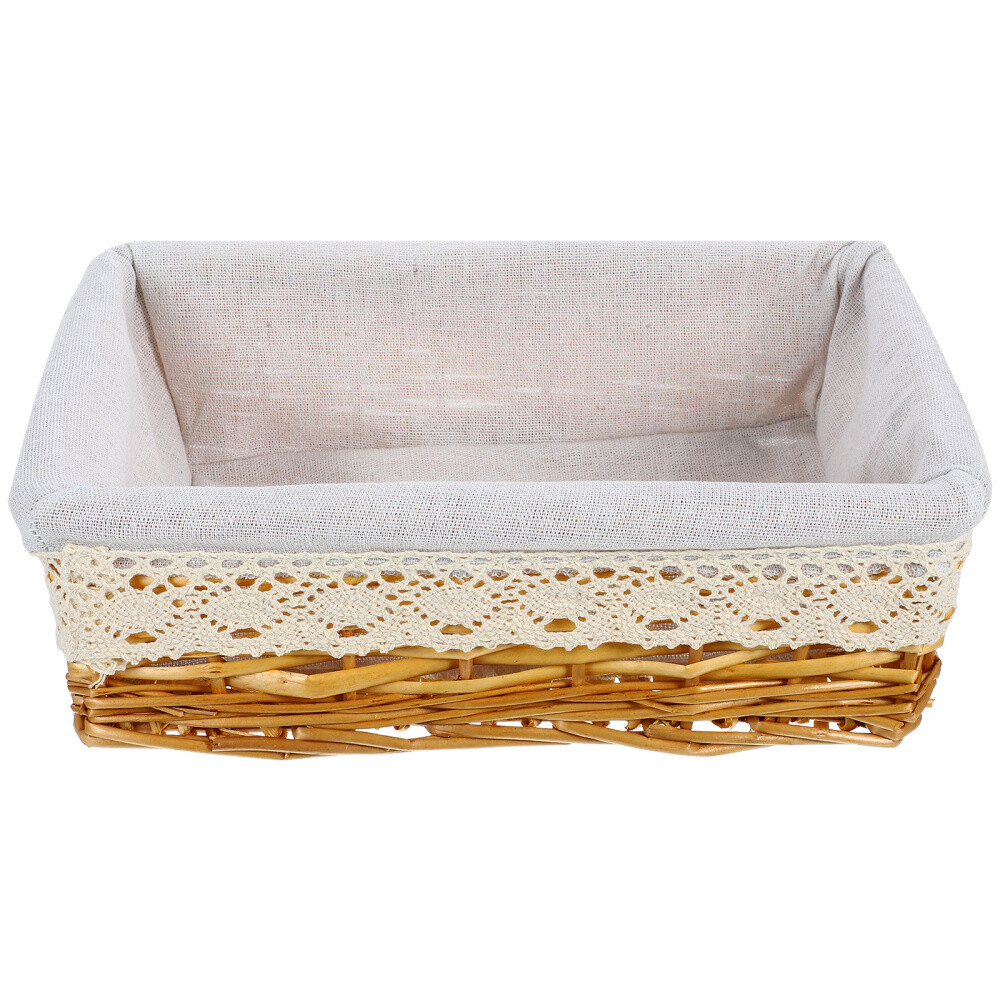 Multipurpose Rectangular Wicker Storage Basket with Removable Washable Liner