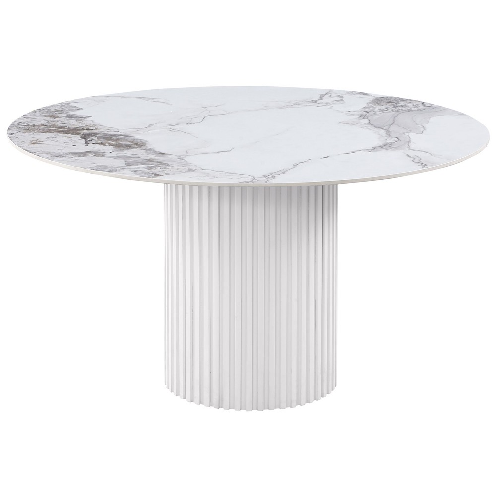 Coaster Acadia 53-inch Round White Sintered Stone Dining Table-image
