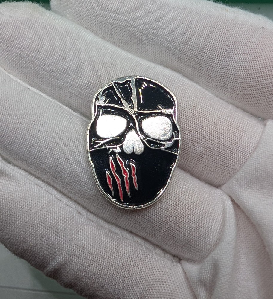 Devil's Night Killswitch Skull with Red Claw Marks Goth Horror Enamel Lapel Pin