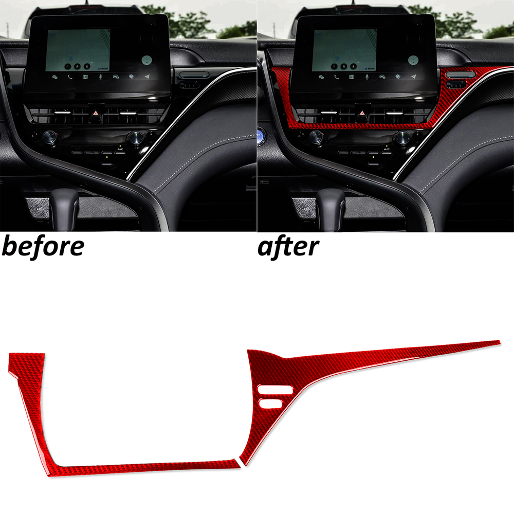 Red Carbon Fiber Interior Center Console Panel Cover For Toyota Camry 2018-2024