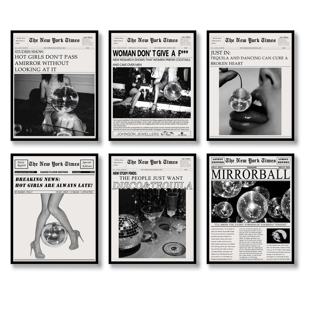 Luodroduo Vintage Trendy Music Wall Art Aesthetics Canvas Funky Black and Whi...