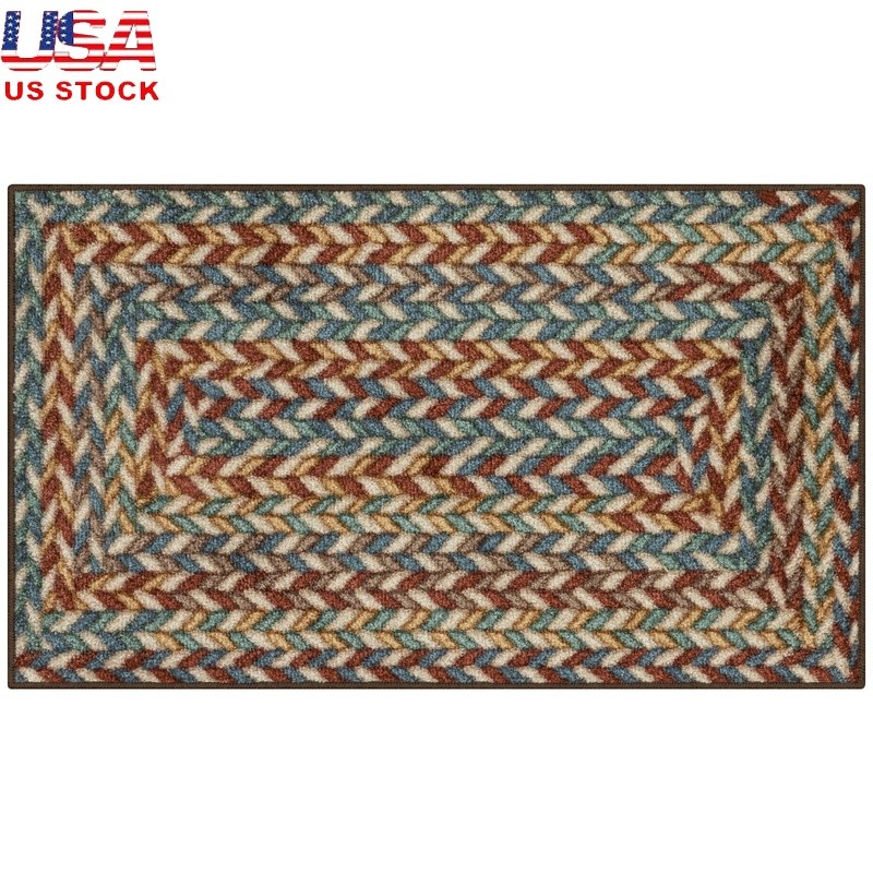 Multicolor Braid Area Runner Accent Rug Skid-Resistant Indoor Washable New