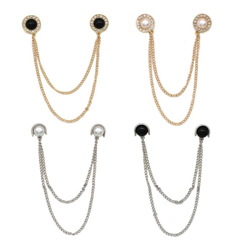 Elegant Rhinestones Pins Collar Pin Chain Diamante Versatile Cravat Accessory