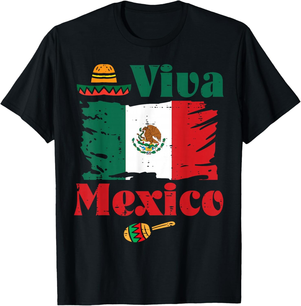 Viva Mexico Flag Mexican Independence Day Men Women Kids T-Shirt