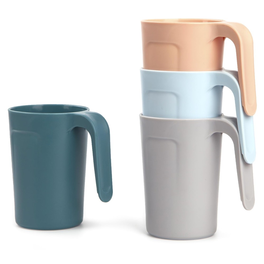 12oz Unbreakable Reusable Plastic Cups Set of 4 - Durable Coffee Mugs with Lids