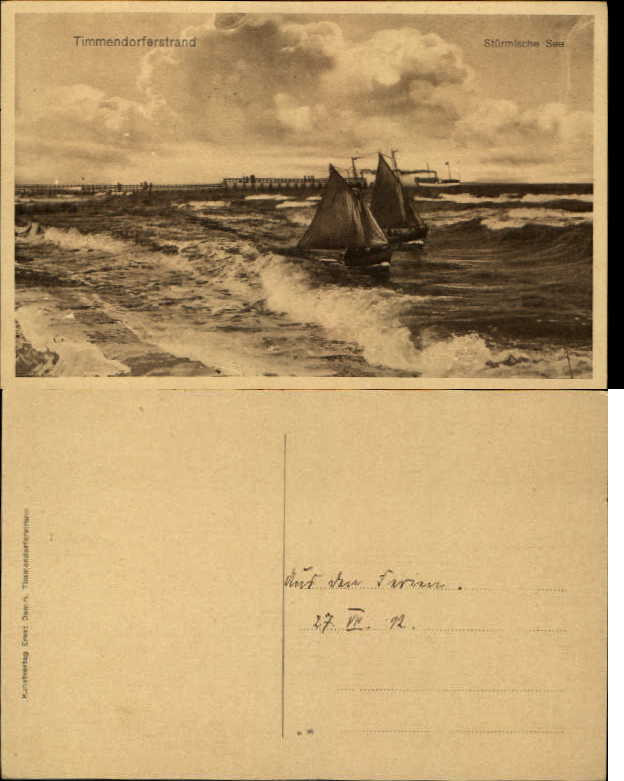 Timmendorferstrand Sturmische See Germany 1912 sail boats ship