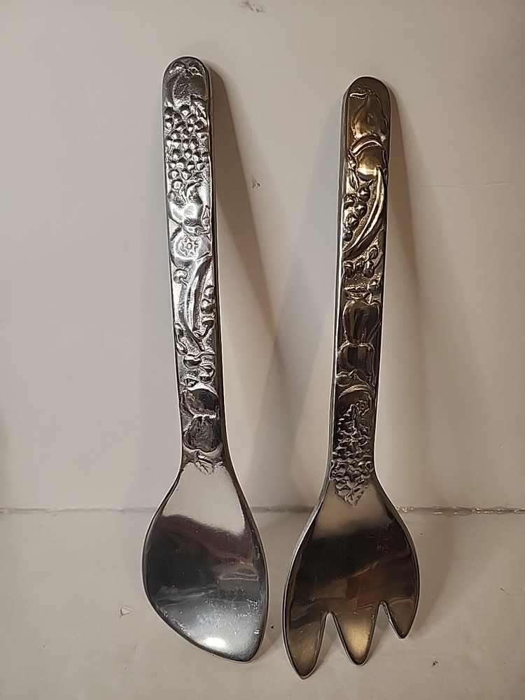 Wilton Armetale Pewter Salad Fork & Spoon Fruit Grapes Serving Set