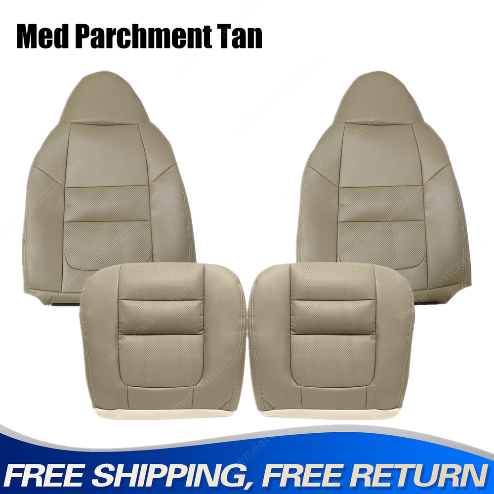 2001 Fits Ford F250 F350 Lariat Driver & Passenger Side Leather Seat Cover Tan