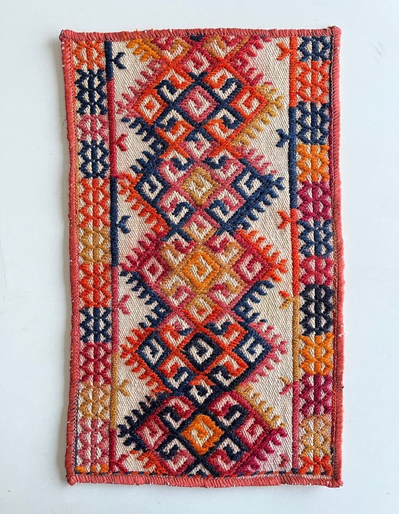 Vintage Turkish Kilim Rug Fragment ⎮ Handwoven Wool Tribal Boho Craft Textile