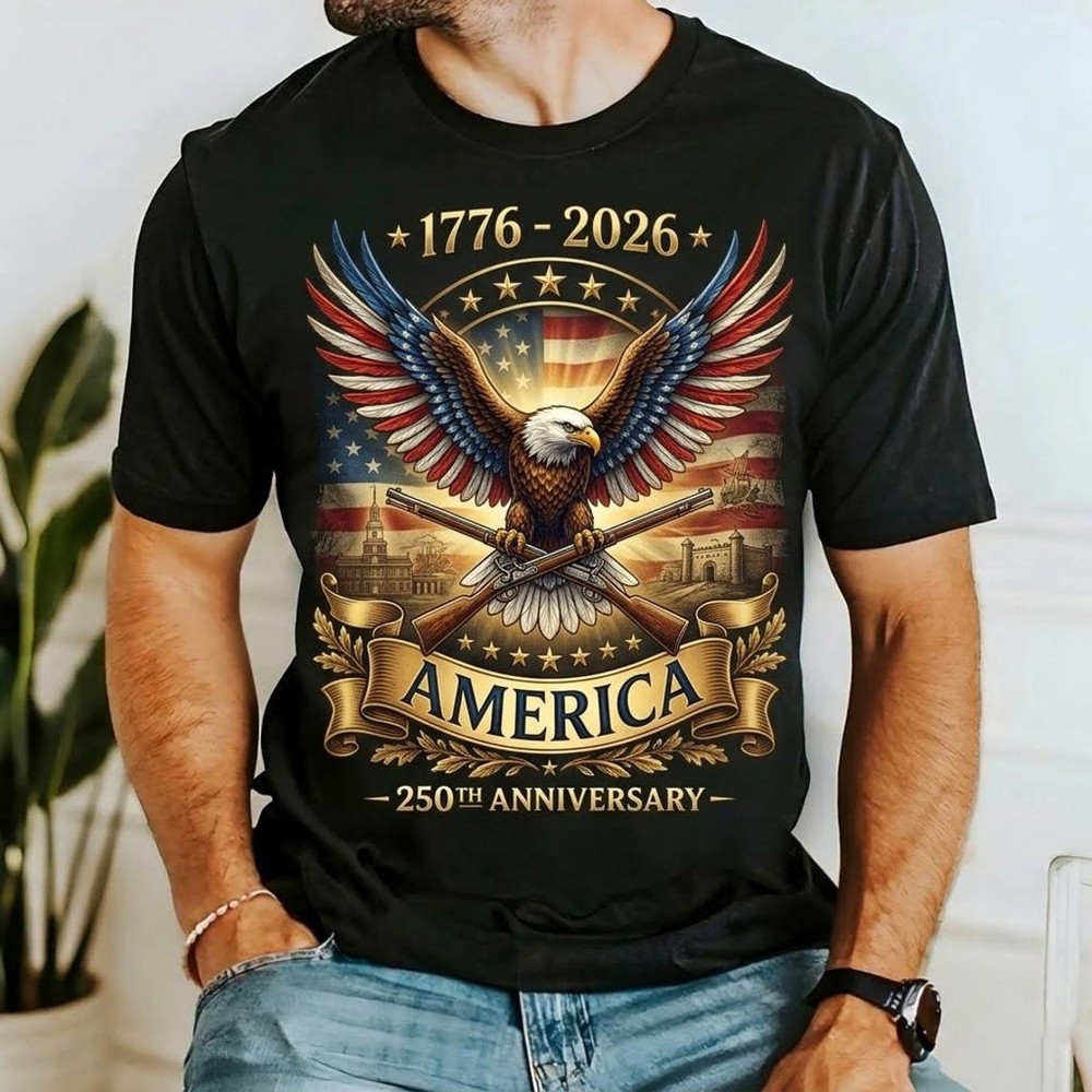 USA 250 Years Shirt America 250th Anniversary Bald Eagle 1776-2026 Patriotic Tee