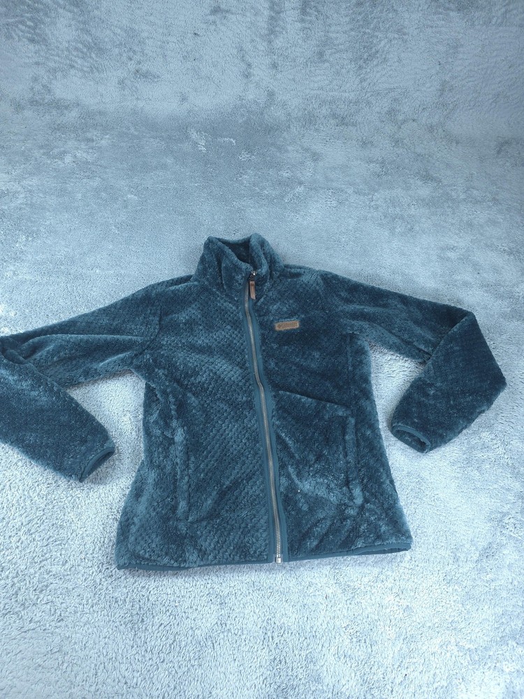 Columbia Women's Small Blue Plush Fleece Full Zip Jacket - Soft Warm Cozy Outdoor Wear