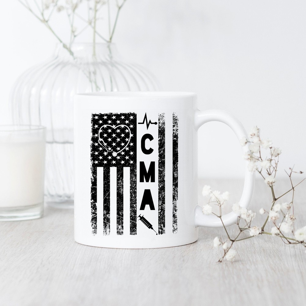 Certified Medical Assistant Gift Mug with CMA Flag for Nurses and Clinicians
