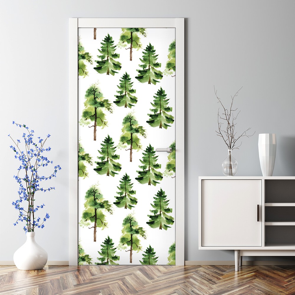 Forest Trees Bubble Free Magic Forest Peel & Stick self adhesive Door Sticker