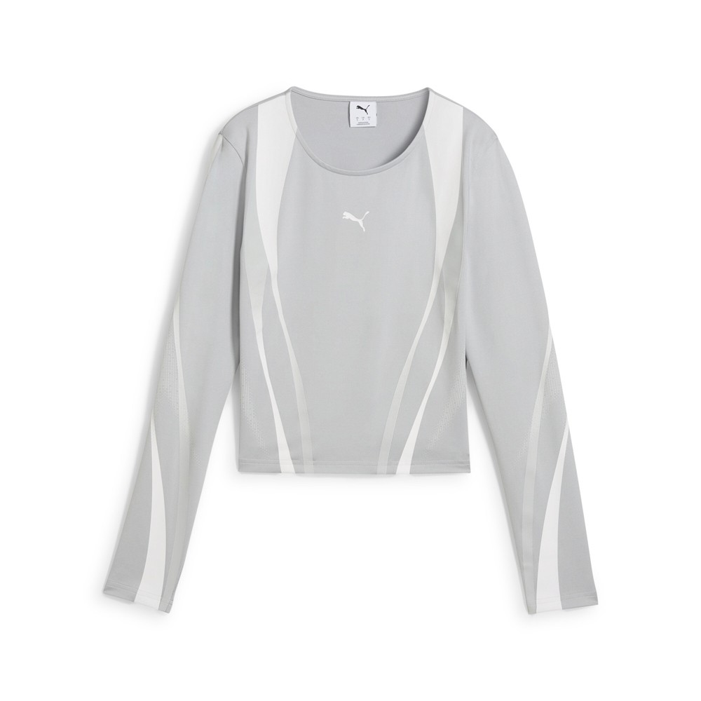 PUMA Dare To Graphic Crew Neck Long Sleeve T-Shirt Womens Grey Casual Tops 63081