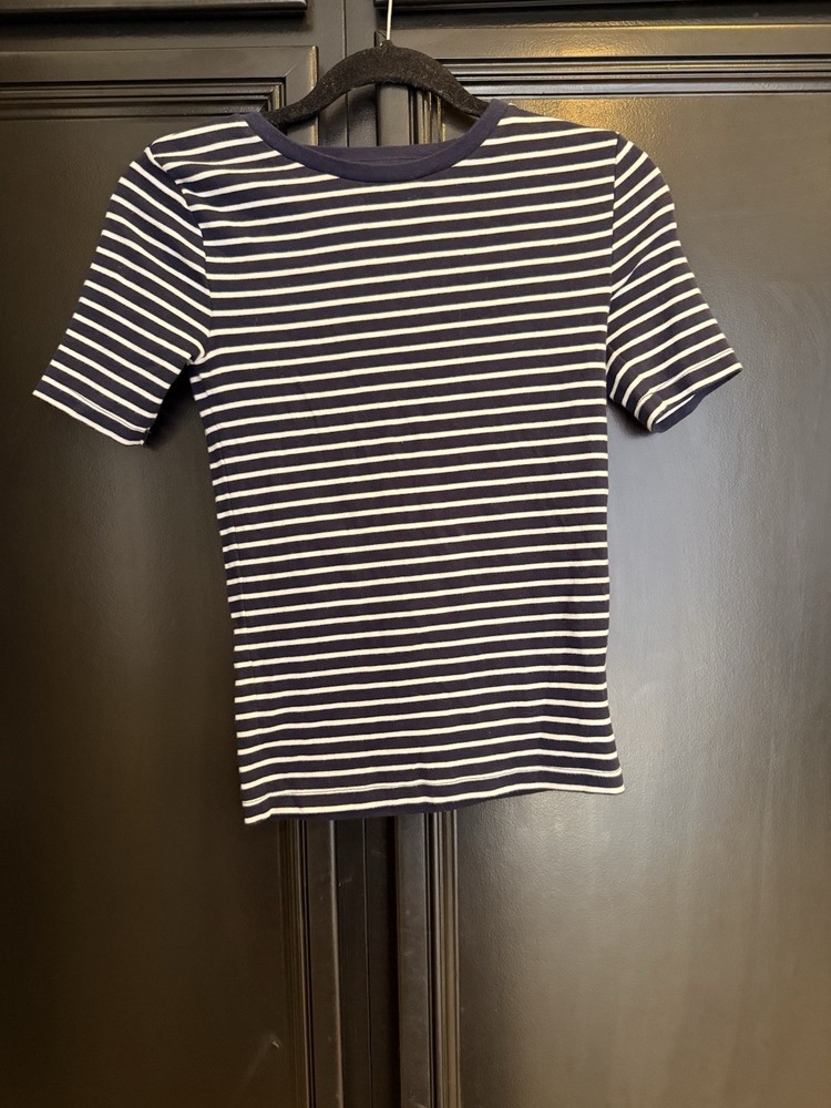 Gap Modern Striped Cotton Jersey T-Shirt, Navy/White, Short Sleeve, Women's XS