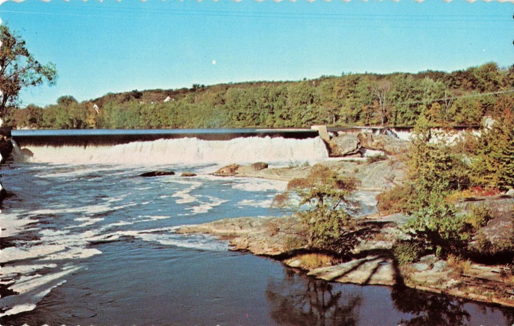 Androscoggin River Falls Waterfall - Brunswick Maine ME - Postcard