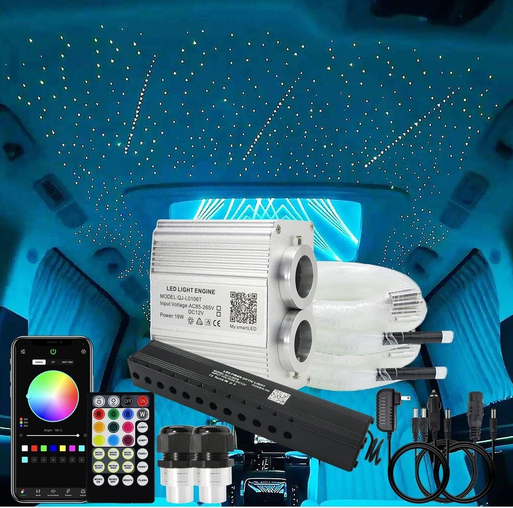 Upgraded 16W Dual Head Fiber Optic Stars Kit - Music Activated Magic Light